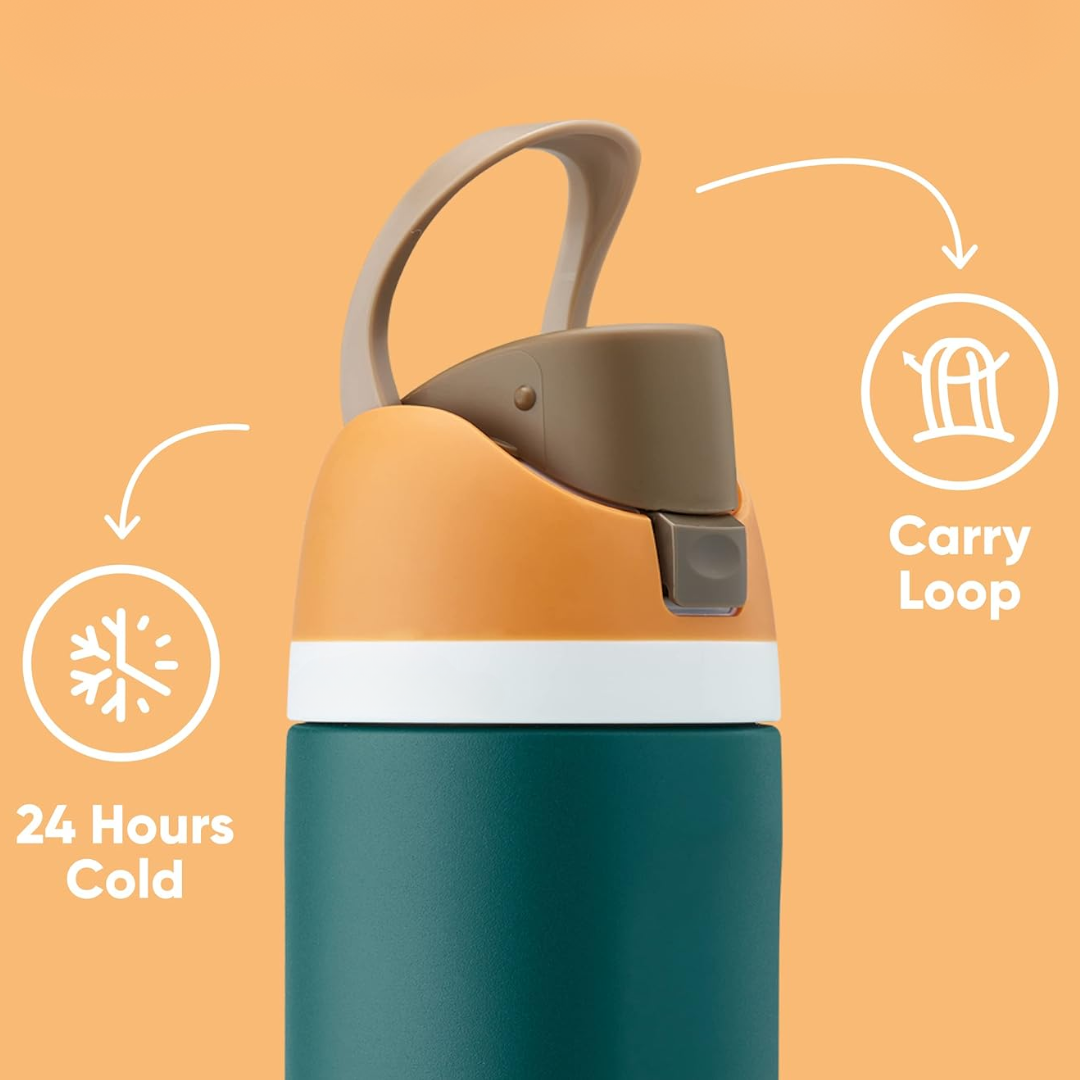 Stainless steel insulated water bottle, unisex. Leak-proof design with straw for active lifestyles.