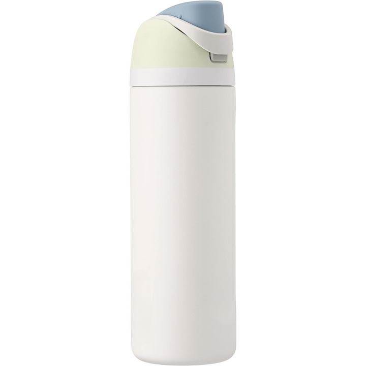 Sleek stainless steel insulated bottle, leak-proof with straw. Perfect for cold drinks on the go.