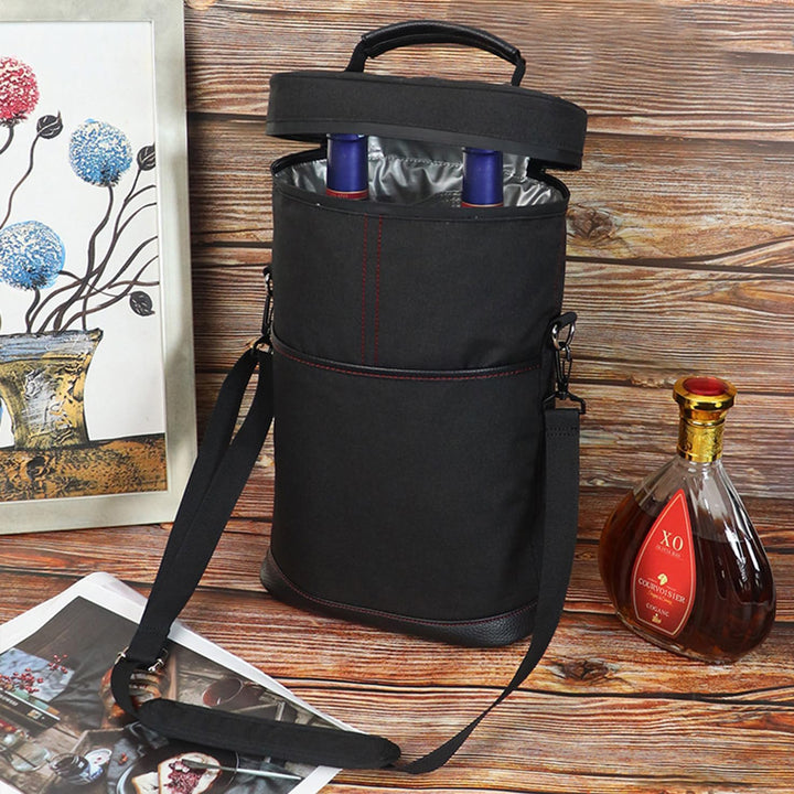 Insulated wine cooler bag, keeps 2 bottles perfectly chilled for outdoor events & travel.