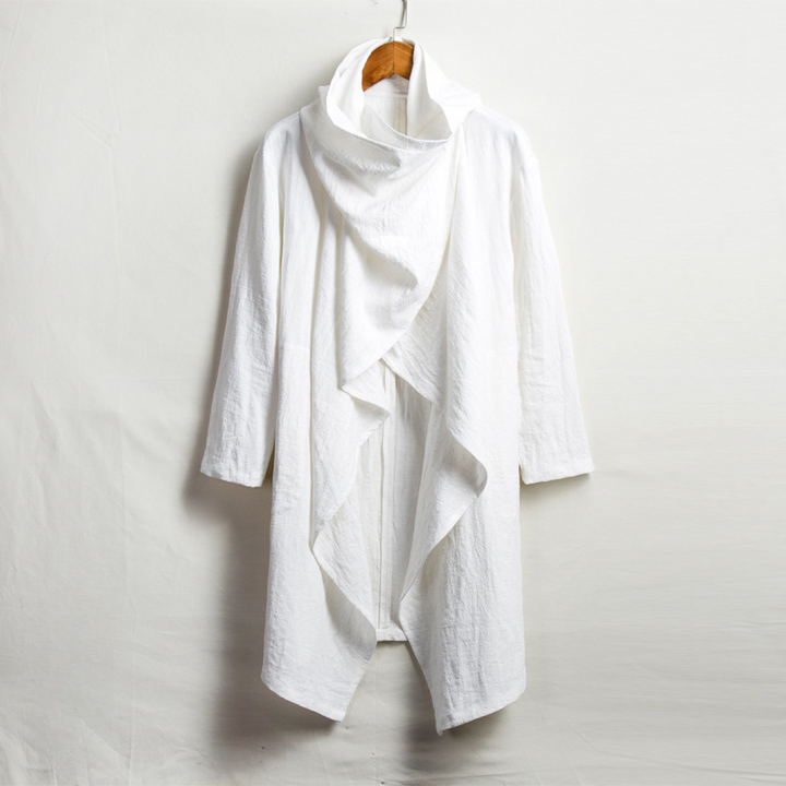 Unisex linen blend cloak, inspired by Japanese style, lightweight, flowy, and easy to layer.