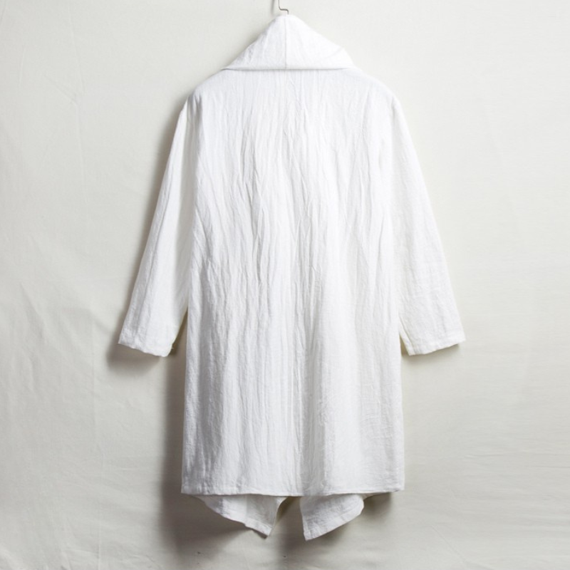 Draped unisex cloak, linen blend, Japanese style, offering a lightweight and comfortable bohemian look.
