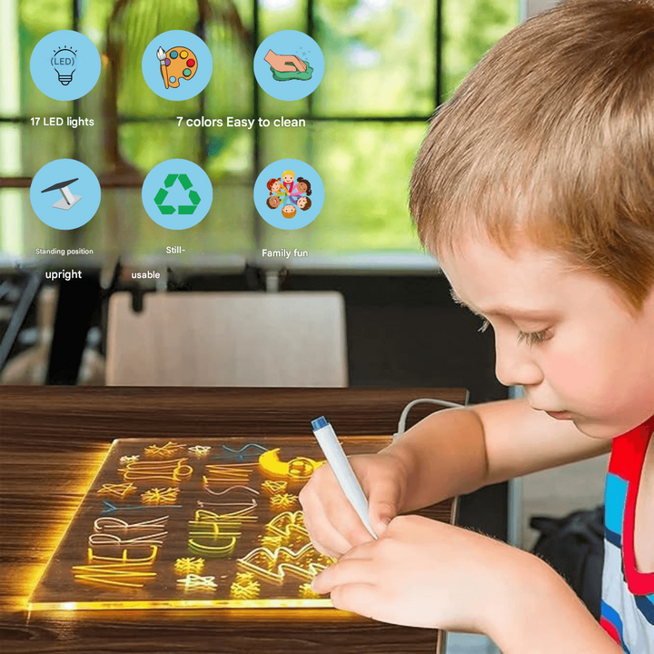 Light Up LED Drawing Board for children, art activity, LuminaPlay creative play