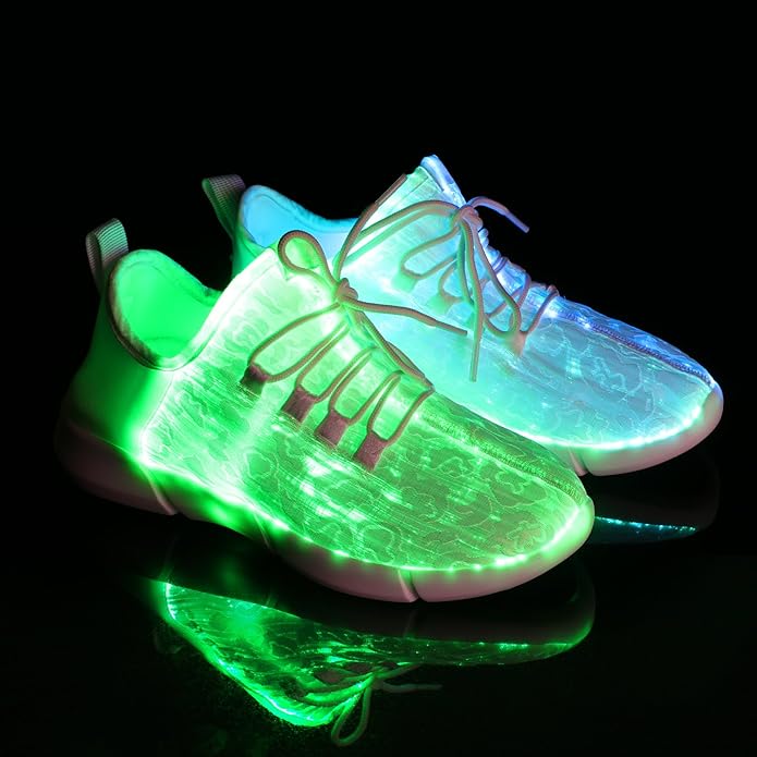 Pair of Kids LED Sneakers, light-up glow kicks, for parties and festivals, front view