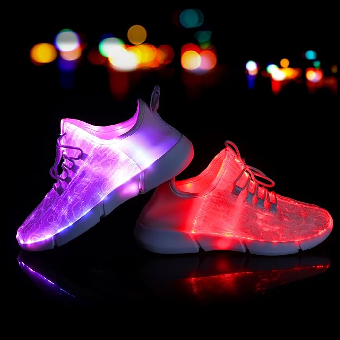 Rechargeable Luminous Shoes for children, featuring bright LED lights, close-up of sole