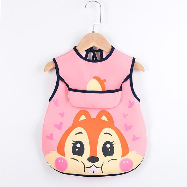 Child's practical feeding bib/art smock, reinforced pockets, waterproof fabric, comfort fit for active toddlers.