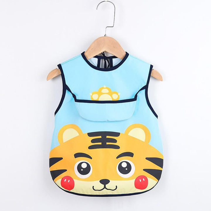 Children's craft apron, durable and easy-to-clean, featuring multiple utility pockets for brushes or snacks.