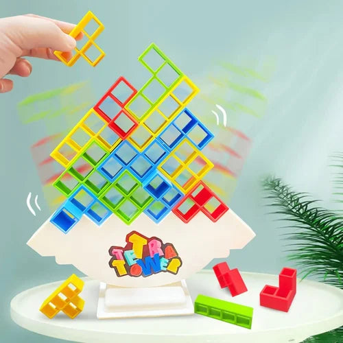 Kinetic ZenTower fidget toy, a 3D balancing desktop ornament for stress relief & office relaxation.