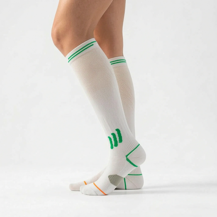 Premium unisex knee-high compression socks for optimal leg support, reducing fatigue & enhancing comfort.