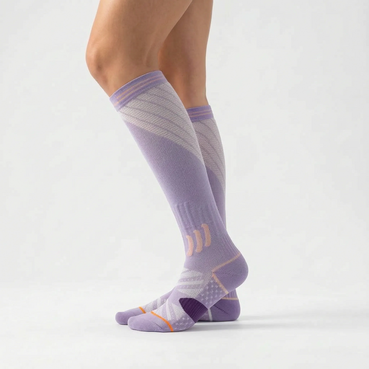 Unisex knee-high compression socks for improved circulation & reduced leg fatigue. Great for travel & work.