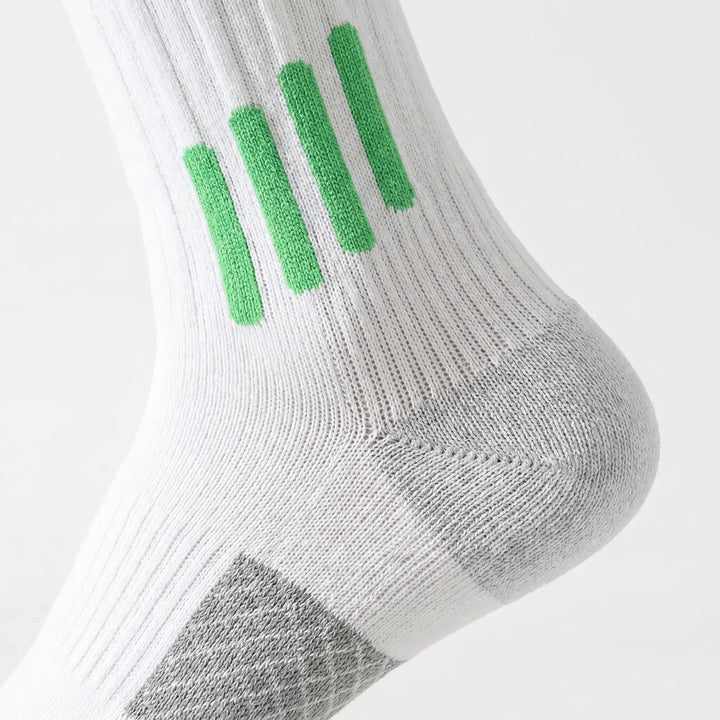 Comfortable unisex knee-high performance socks. Moisture-wicking athletic support for intense fitness training.