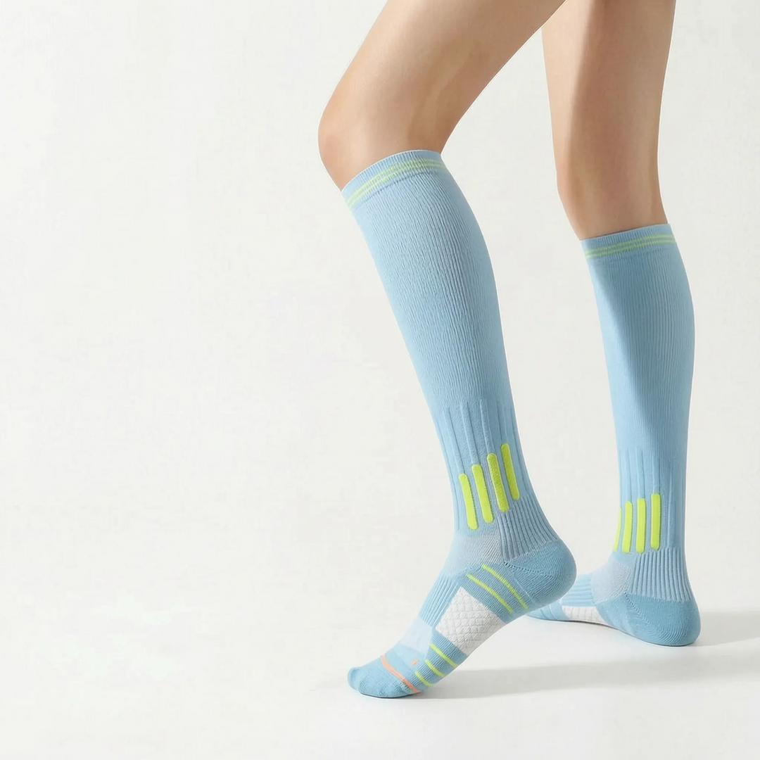Workout knee-high performance socks for men & women. Ideal athletic support for gym, training & active lifestyles.