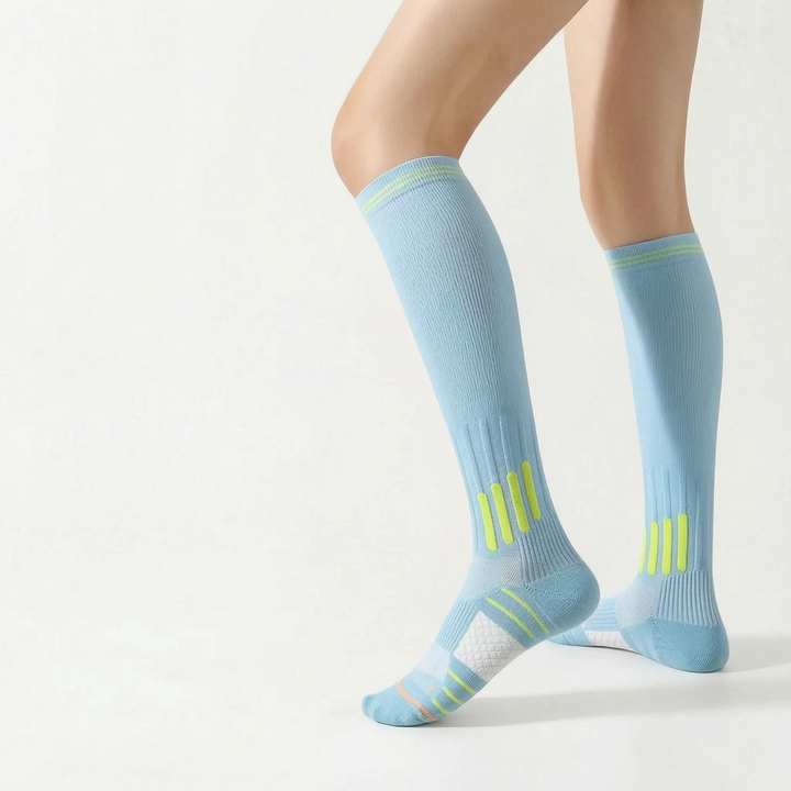 Workout knee-high performance socks for men & women. Ideal athletic support for gym, training & active lifestyles.