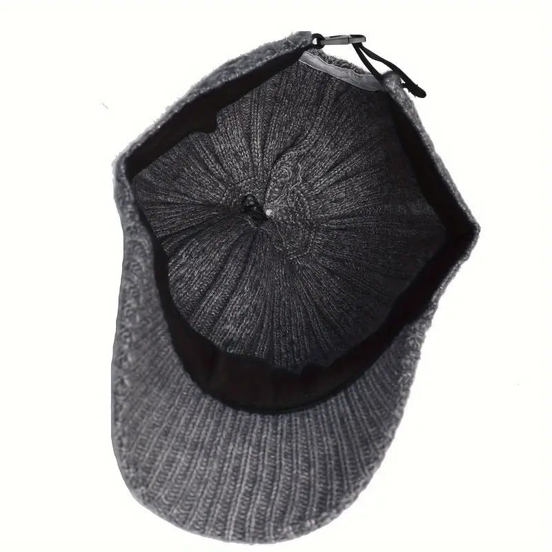 Cozy knitted unisex baseball cap. Warm, adjustable fall & winter hat for everyday casual outdoor wear.