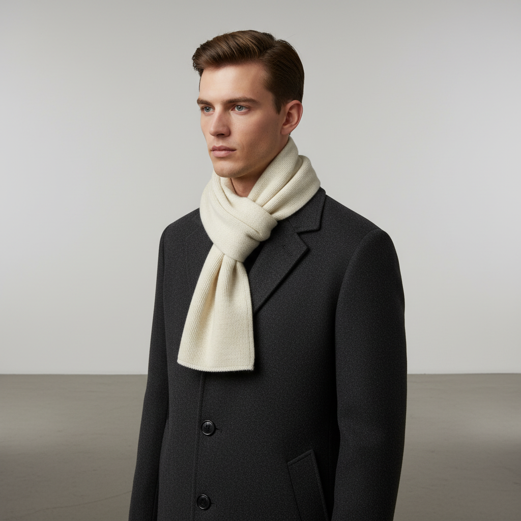 Unisex knitted scarf with cashmere blend, designed for ultimate softness and winter style.