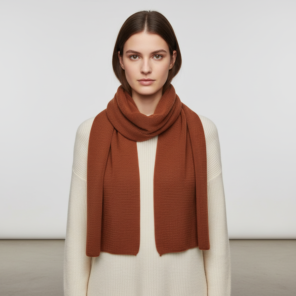 High-quality knitted cashmere blend scarf, providing exceptional warmth and a soft feel.