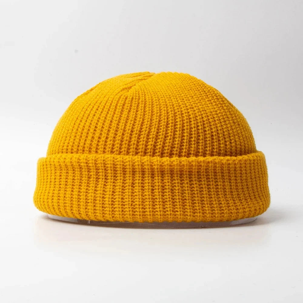 Trendy knitted skullcap beanie, a must-have fashion accessory for winter fashion.