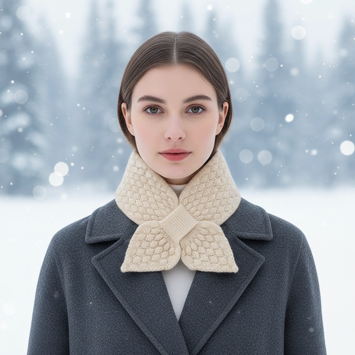 Unisex knitted neck warmer in cozy gray, perfect for winter warmth and outdoor activities.