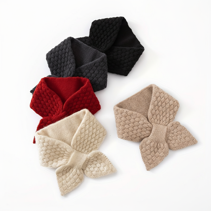 WarmNest unisex knitted neck warmer, a stylish polyester scarf keeping you snug in cold weather.