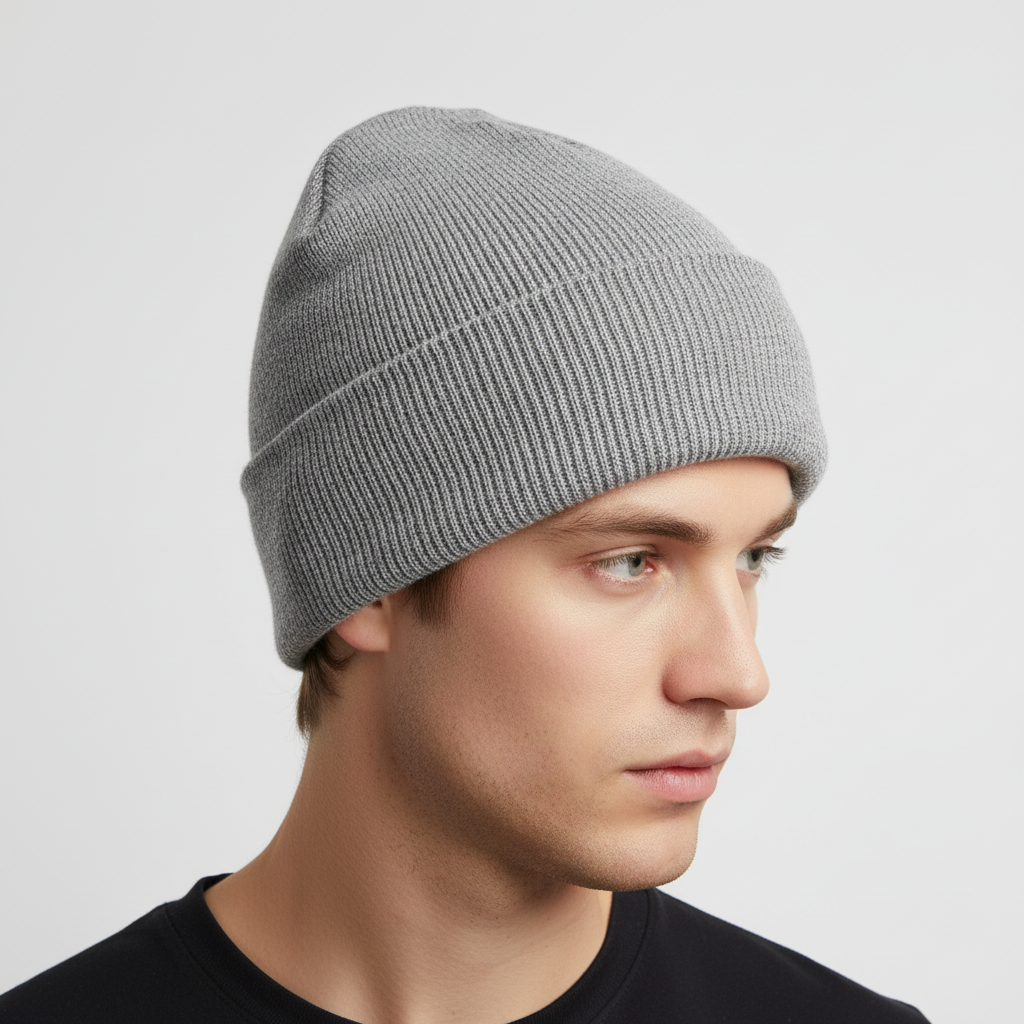A stack of colorful knitted winter beanies, ready for cold weather and winter fashion.