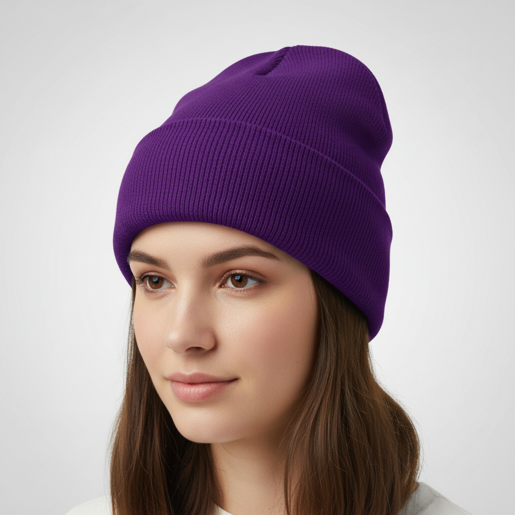 Knitted winter beanie in various colors, durable and warm headwear for all genders.