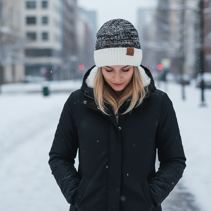 Unisex knitted winter beanie with cuff, a warm and cozy headwear for cold weather