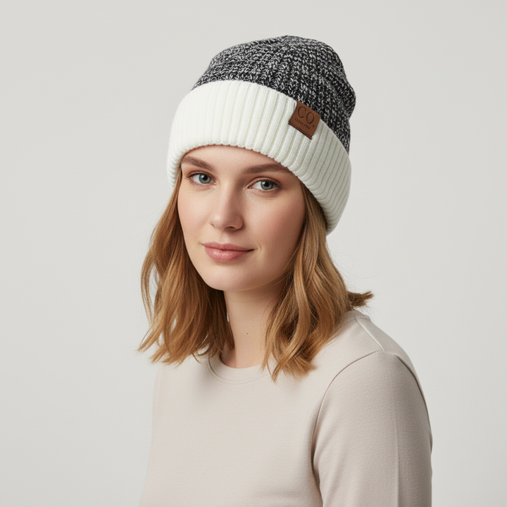 Unisex winter beanie in a classic knitted design, providing warmth and style