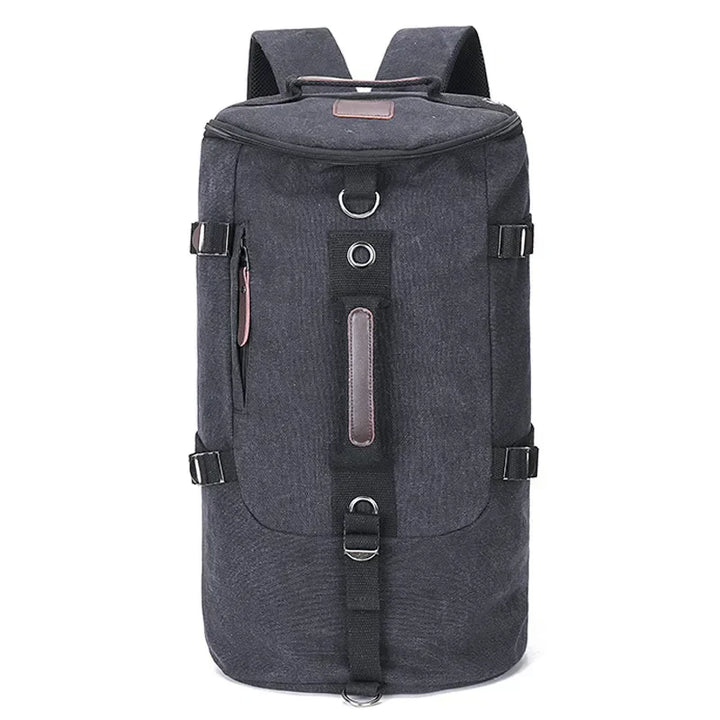 TrailHaven large canvas backpack, unisex, ideal for camping or trekking, front view