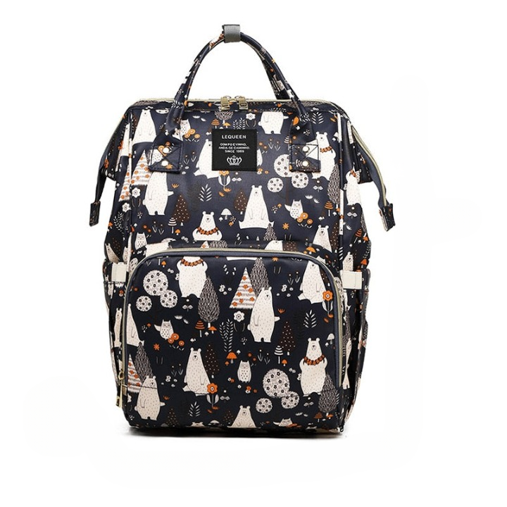 Convenient baby travel bag: large capacity diaper backpack with waterproof exterior and numerous organizer pockets.