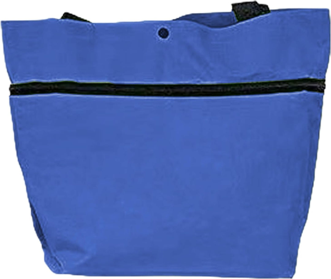 Foldable grocery bag, purple, with extendable handle and robust wheels for heavy loads
