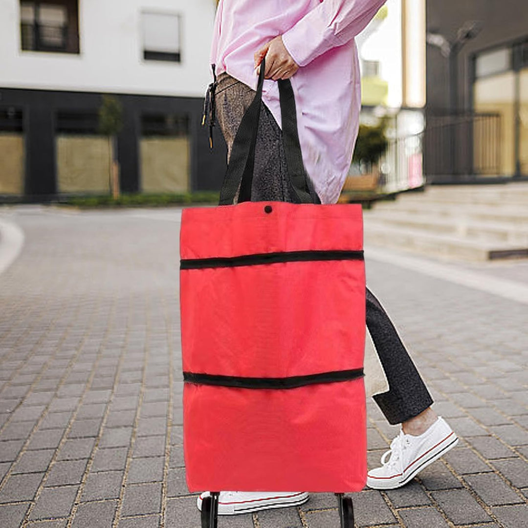 Foldable shopping bag with wheels, Veytra brand, eco-friendly large capacity grocery tote