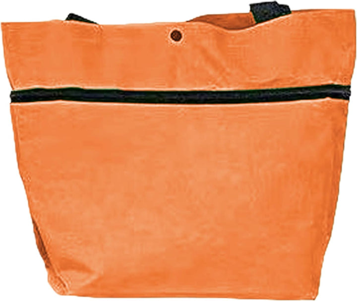 Foldable shopping cart with wheels, green, with various folded clothes, for travel or laundry