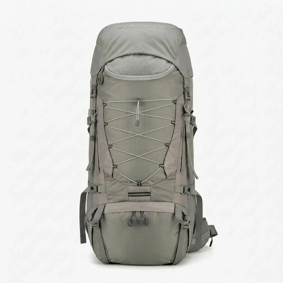 Durable, water-resistant hiking backpack for multi-day treks; ideal outdoor gear for camping travel.