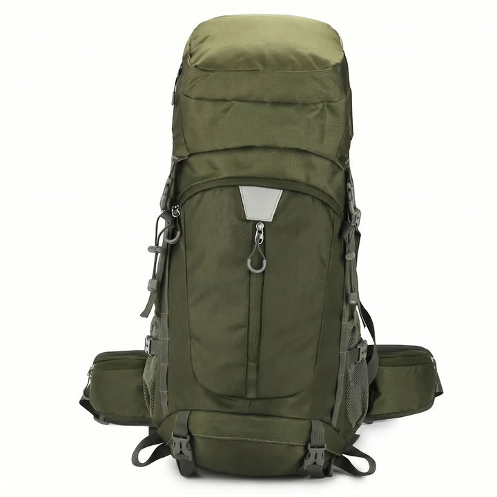 Adventure-ready nylon backpack, perfect for explorers needing spacious and robust luggage for outdoor excursions.