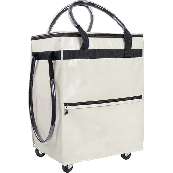 Unisex large capacity rolling shopping bag with wheels, black, unfolded, ideal for groceries or travel