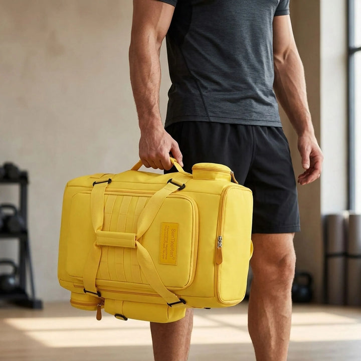 Unisex large capacity travel backpack for airport, gym, and daily carry. Durable nylon with multiple compartments.