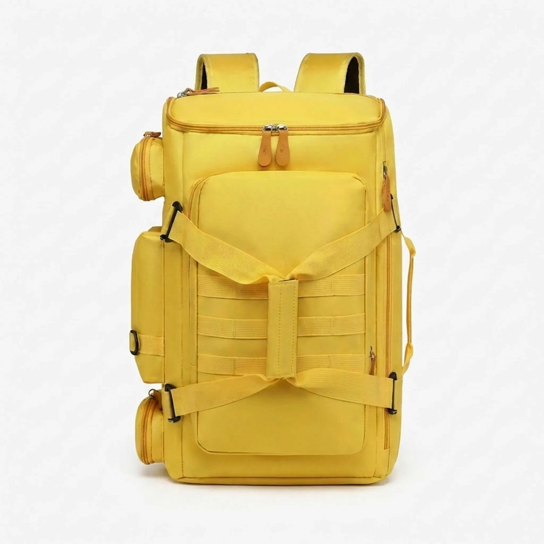Spacious unisex gym bag and travel backpack made from durable nylon for all your fitness and travel essentials.