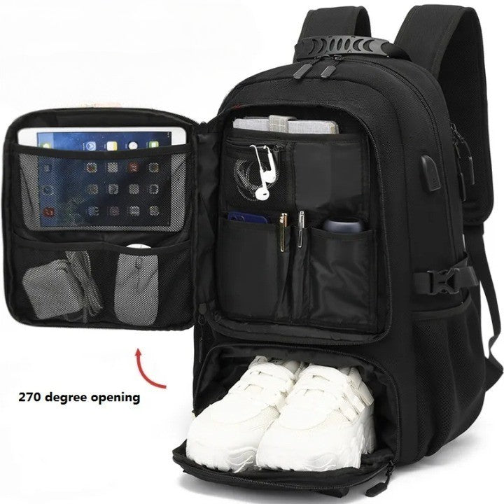 Commuter laptop backpack with USB port, a large capacity unisex bag for daily use & short travels.