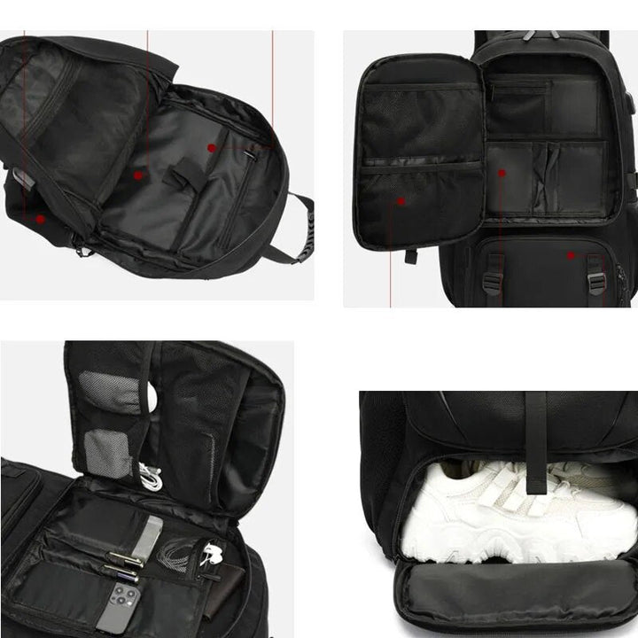 Versatile unisex adventure gear: spacious travel backpack with USB port, suitable for hiking & urban commutes.