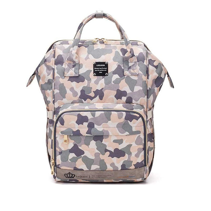 Stylish multi-pocket baby essentials backpack, spacious interior view