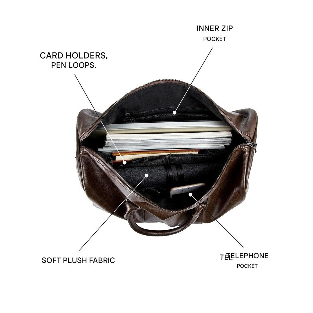 Practical unisex carry-on duffel bag, lightweight PU leather for efficient packing.