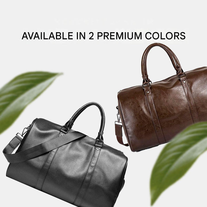 Weekend travel duffel bag, unisex design, made from lightweight durable PU leather.
