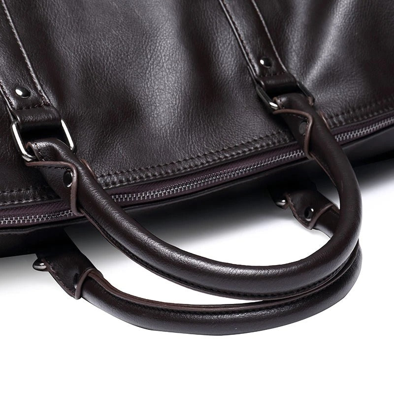 Lightweight carry-on duffel bag for travel, unisex large capacity PU leather design.