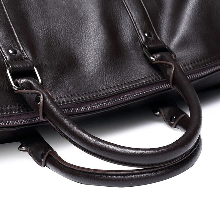 Lightweight carry-on duffel bag for travel, unisex large capacity PU leather design.