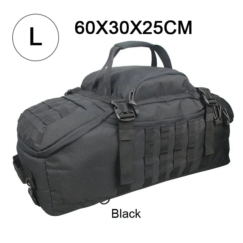 Heavy-duty outdoor gear: tactical travel backpack duffle, built for rugged adventures.