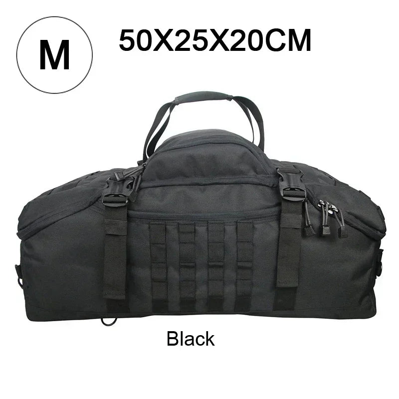 Interior of a TrailTrek Duffle, large tactical travel backpack, showing spacious organization.