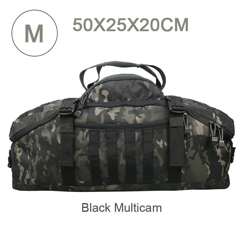 TrailTrek large tactical duffle backpack, a versatile unisex travel bag for outdoor adventure.