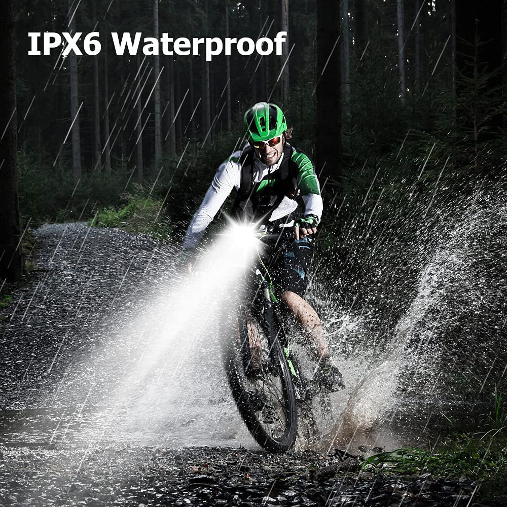 Durable waterproof LED bike light for all bikes. 6000 lumens & power bank function for safety & convenience.