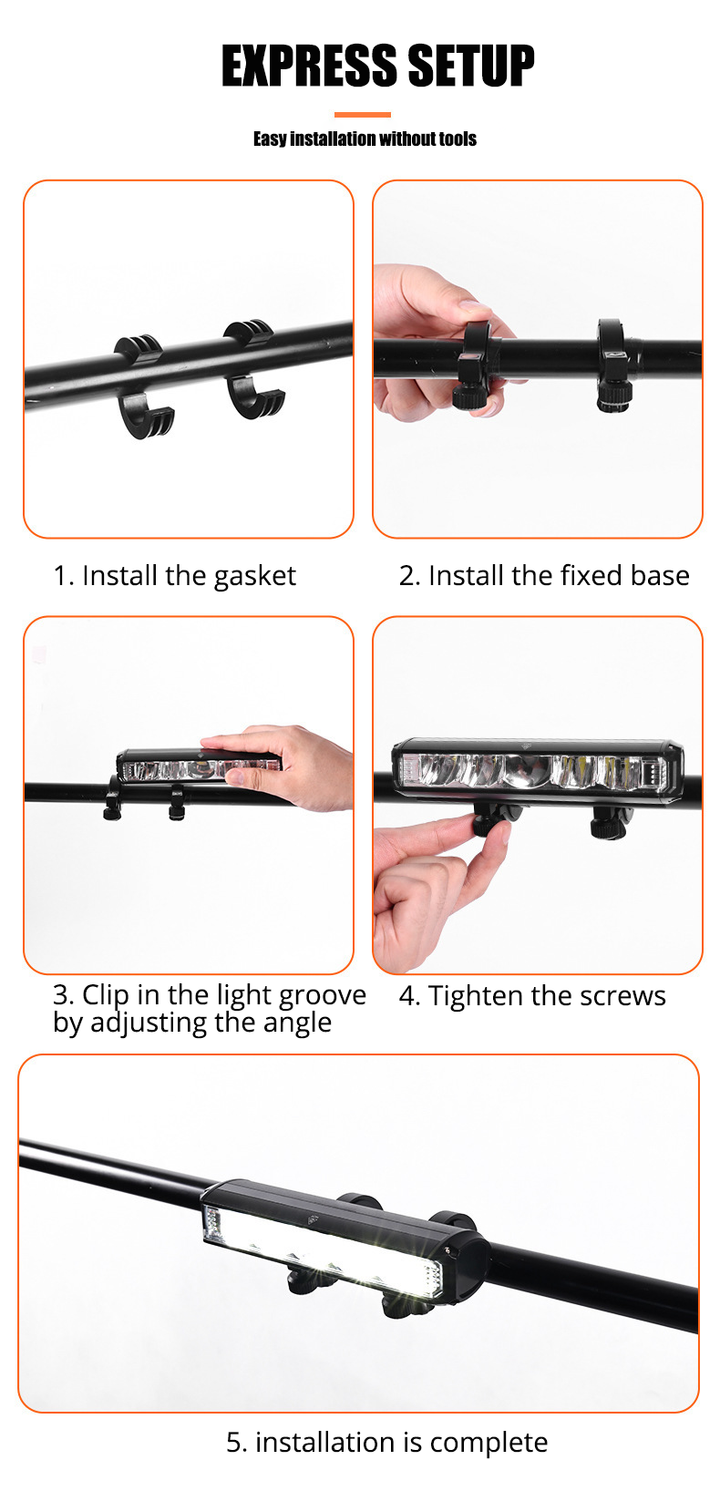 Unisex USB-C rechargeable LED bike light, 6000 lumens for superior visibility. Also works as a power bank.