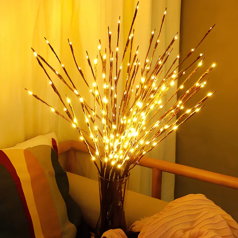 Decorative LED branches with warm glow, creating inviting ambient light for home or events