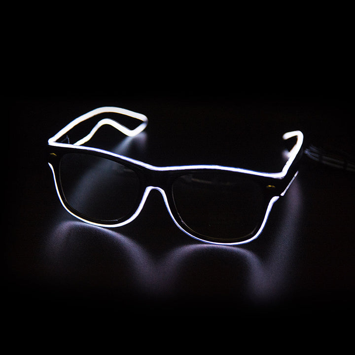 Unisex LumaGlow LED Light Up Glasses in action, perfect for parties and rave gear
